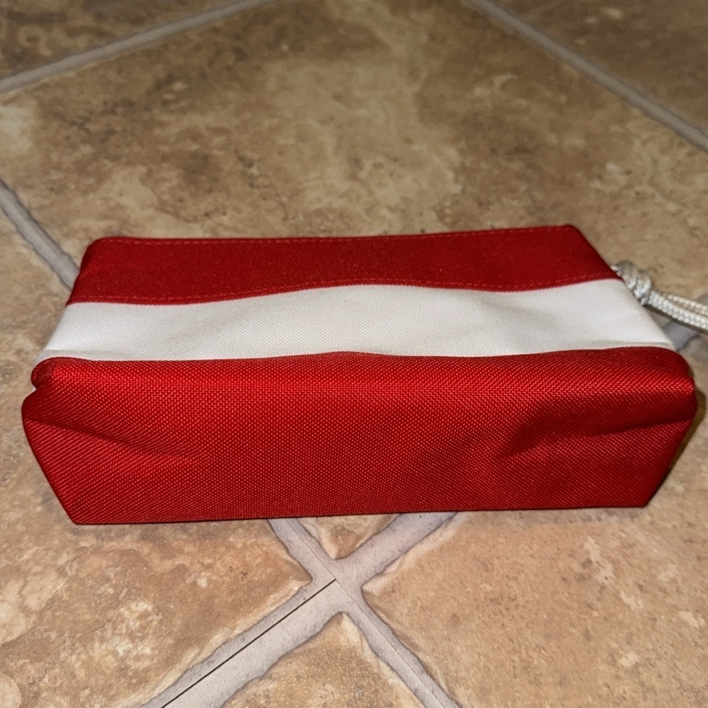 LANCÔME Summer Red/White Skincare/Makeup/Cosmetic Zipper Pouch Case Rope Pull - Picture 6 of 9